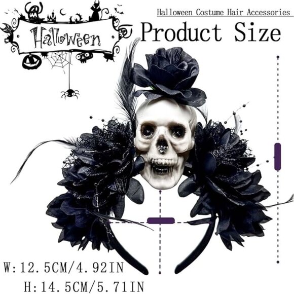 Halloween Skull Headband Flower